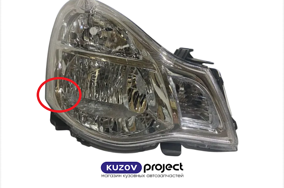 Фара правая с электрическим корректором (белый габарит) Nissan Almera 2012-2019 (Китай / Трещина) Дисконт 20%